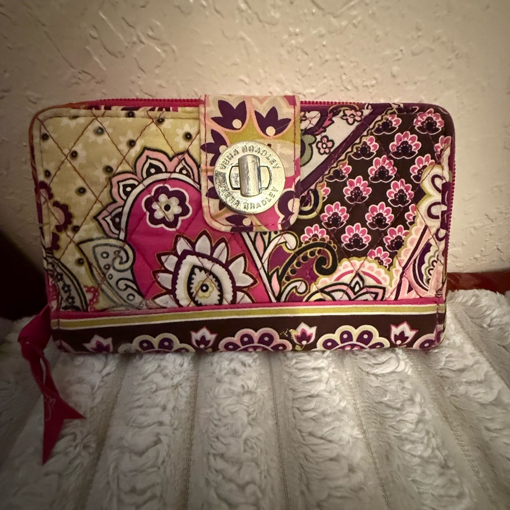 Vera Bradley Pink and Brown Patterned Wallet